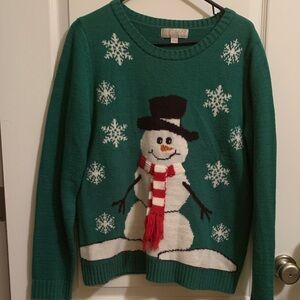 Carolyn Taylor Teal Snowman Sweater